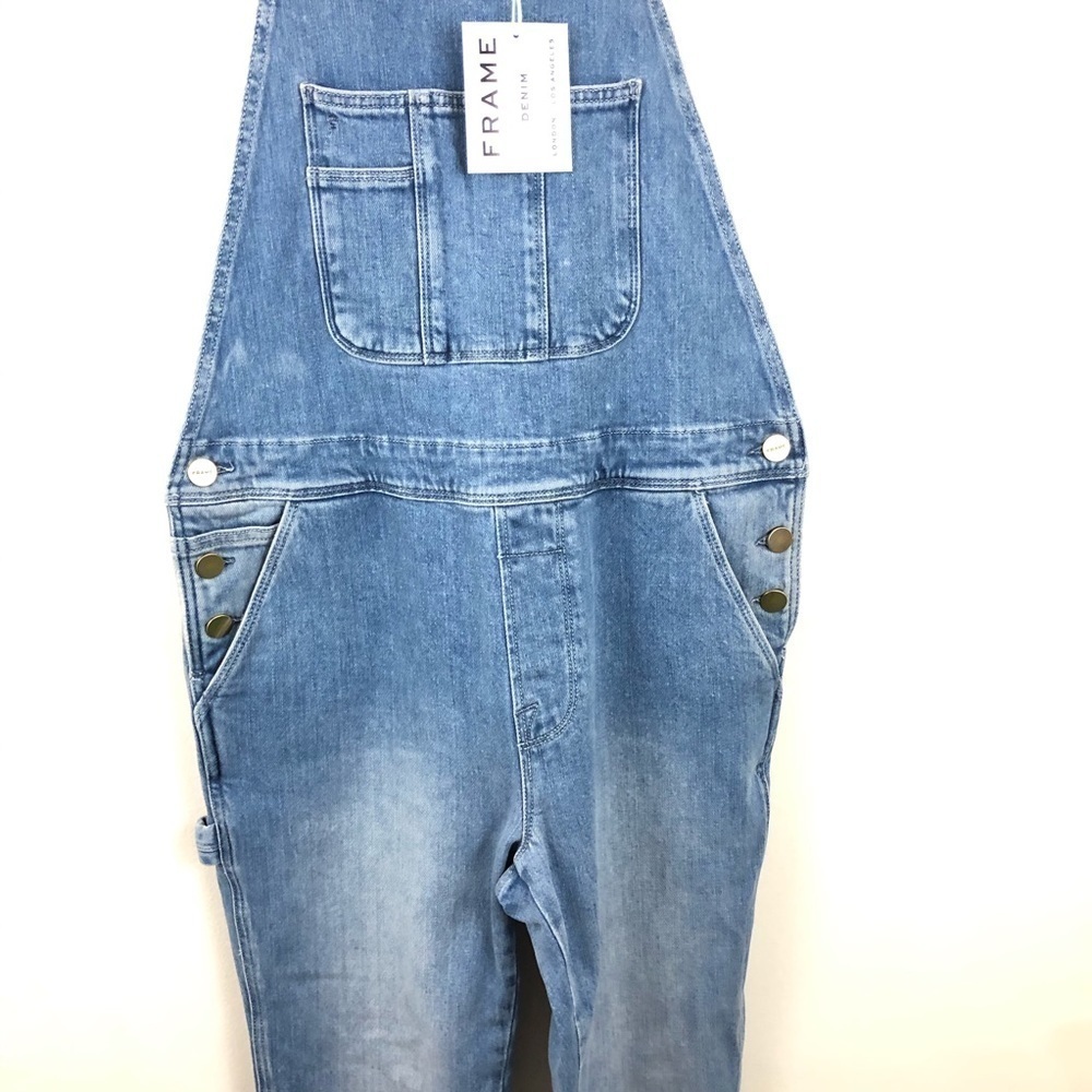 Frame Denim Blue Crop Boyfriend Overalls XS - Picture 5 of 9